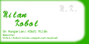 milan kobol business card